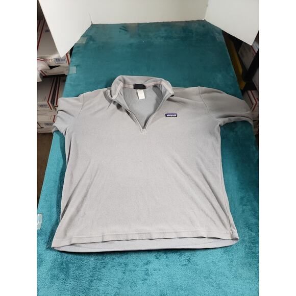 Patagonia Synchilla Sweater Fleece Size Medium Mens Gray 1/4 Zip Logo Warm - Picture 1 of 8